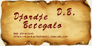 Đorđe Betegalo vizit kartica